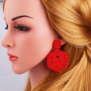 Bahati Jewelry - Yellow Flower Beaded Large Statement Drop Earrings Bahati Jewelry - Yellow Flower Beaded Large Statement Drop Earrings